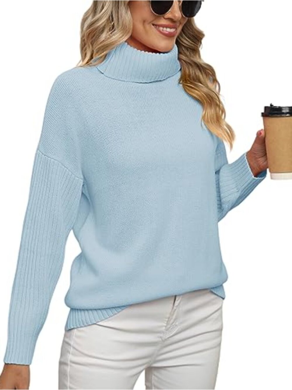 Women's Chunky Oversized Turtleneck Tunic Sweater Pullover 100% Acrylic
